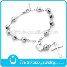 Gros chapelet religieux pour la prière en acier inoxydable catholique Notre Dame de Guadalupe Bracelet en perles de Croix pour catholique